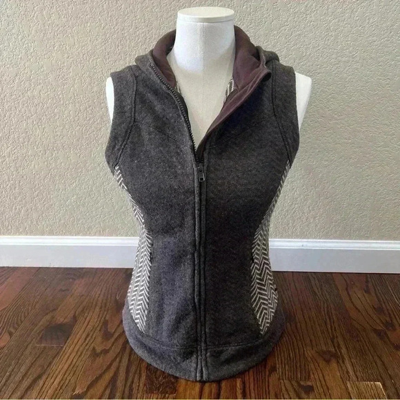 Prana Maura Wool Vest Full Zip Brown Women’s Size Small Hooded - Picture 1 of 16